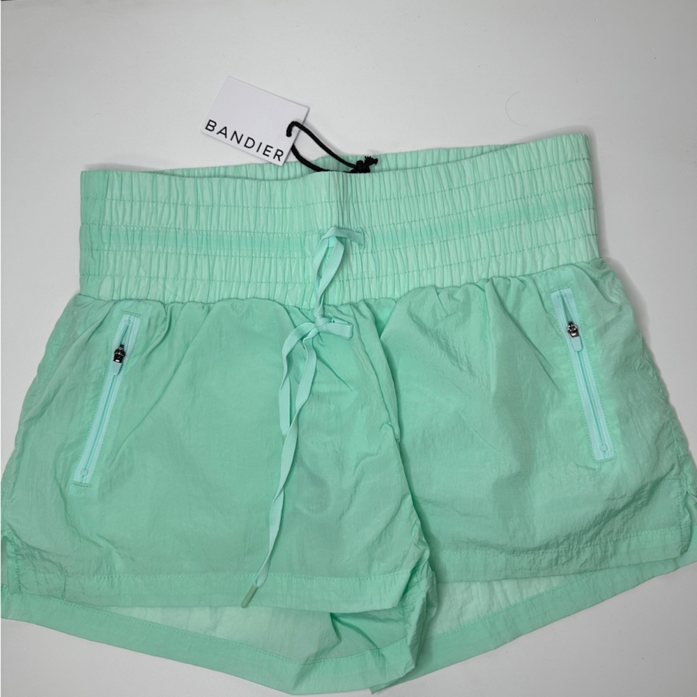 Bandier All Access Sprint Running Shorts With Brief Lining in Clear Water Green
